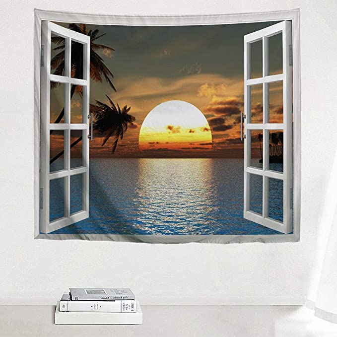 Ocean Sunset Tapestry Wall Hanging | Bohemian Home Decor | Wall Decorations | 51" x 60"