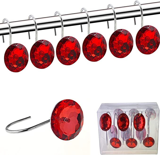 New Shower Curtain Hooks Diamond Shape | Round Acrylic Decorative Rhinestones