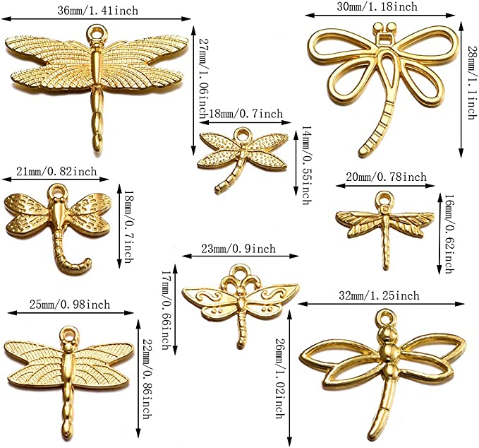 New 100g Craft Supplies | Gold Dragonfly Insect Charms Pendants