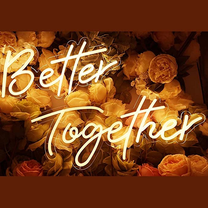 New Warm White Better Together Neon Sign Decor Wall | Home Decor Party | 23.5" x10" + 17.3" x 8.7"