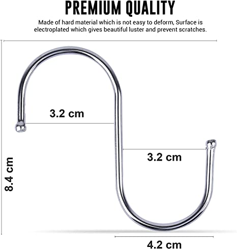 S Hooks for Hanging Clothes, (30 Pack) Stainless Steel S Hooks Heavy Duty, Durable S Shaped Hang...