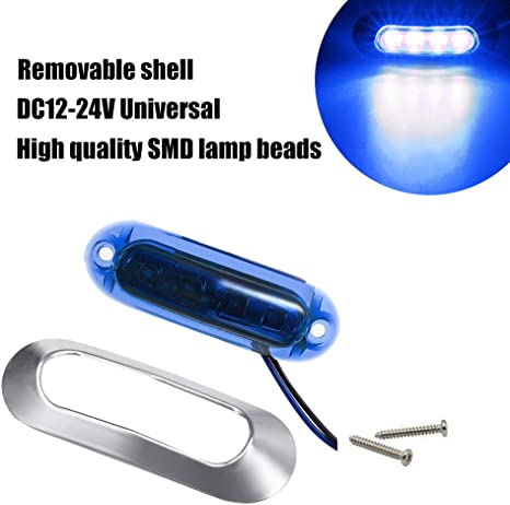 New 10 PCS Blue DC12V-24V 4 LED Side Marker Indicator Lights Lamp