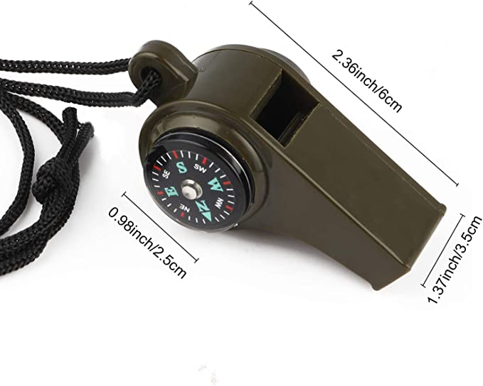 New 3PCS Emergency Survival Whistle w/ Compass and Thermometer