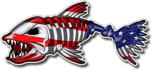 New 2PCS Patriotic American Flag Fishing Decal Vinyl Die Cut