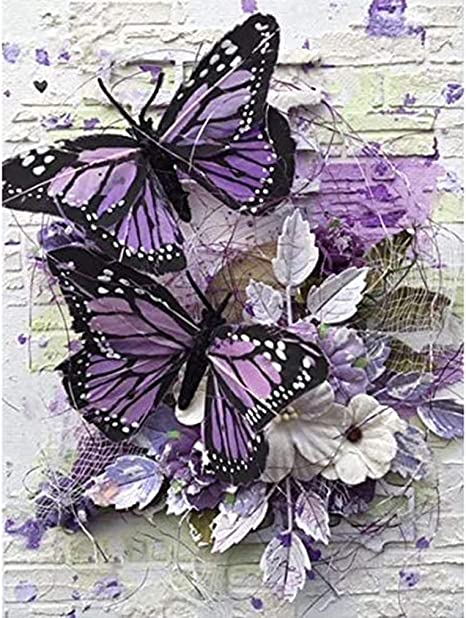 New 12" x 16" 5D Diamond Painting Kits | Butterfly Rhinestone Painting w/ Diamonds Pictures Arts