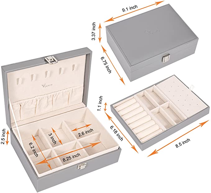 New Jewelry Box Organizer | 2 Layer Large Jewelry Storage Case