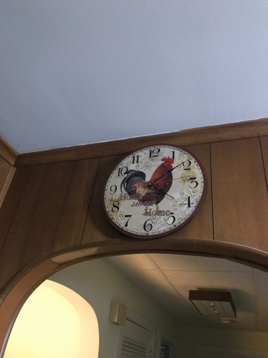 New 14" Rustic Rooster Wall Clock | Farmhouse Wall Clocks Decoration