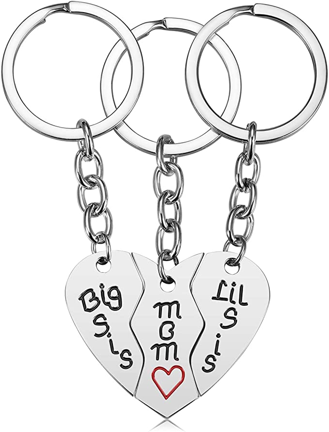 Mom Birthday Gift from Daughter - 3PCS Stainless Steel Mother Big Sis Little Sis Keychain Gifts ...