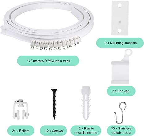 New 3m Curved Ceiling Curtain Track Bendable Mount for Curtain Rail