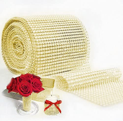 New Gold Diamond Sparkling Rhinestone Mesh Ribbon