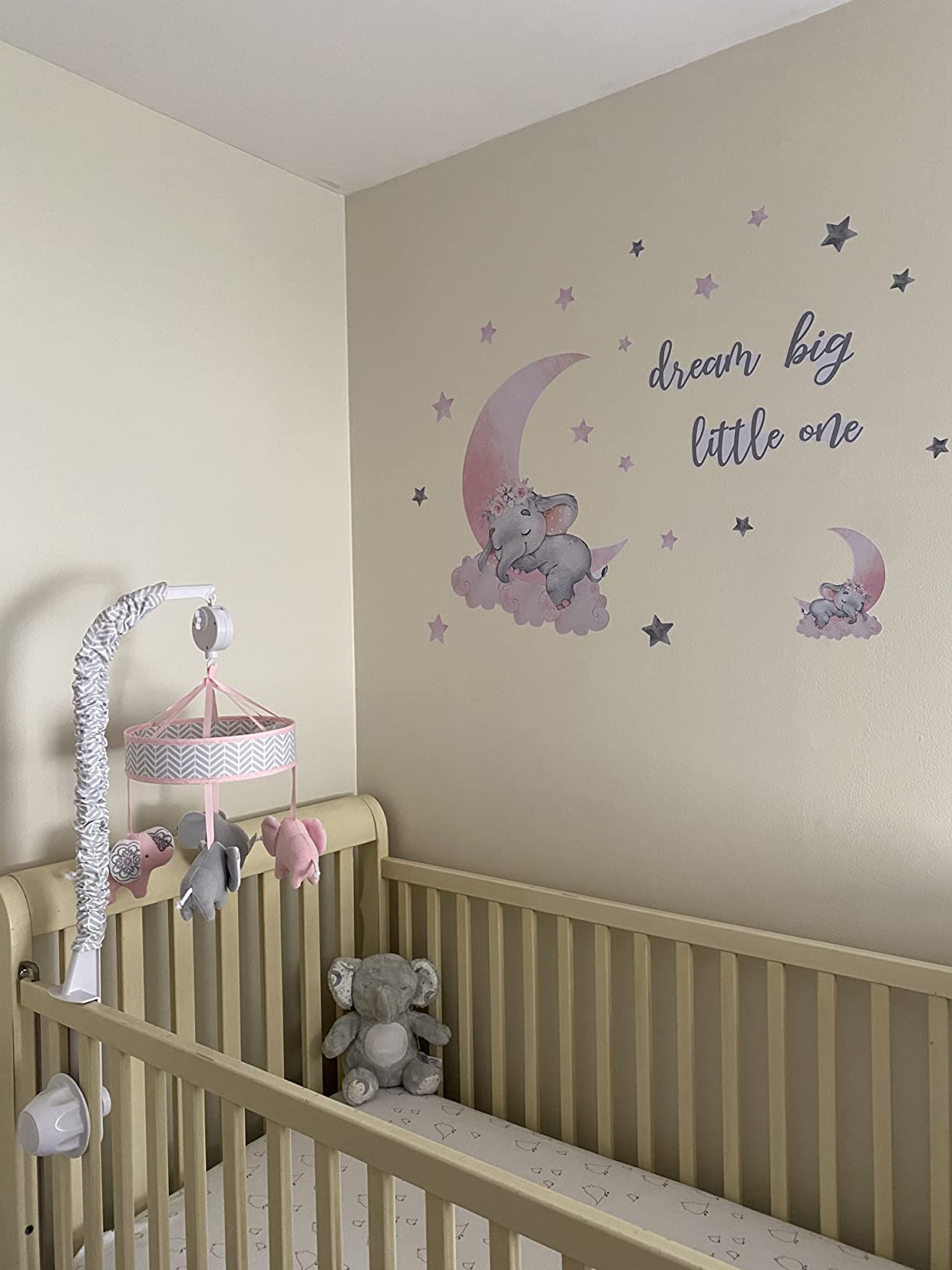 New Dream Big Little One Elephant Wall Stickers | Nursery Kids Home Wall Decor