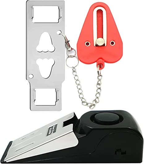 New 2 PCS Upgraded Portable Door Lock & Door Stop Alarm | Dual Protection Security Door Kit