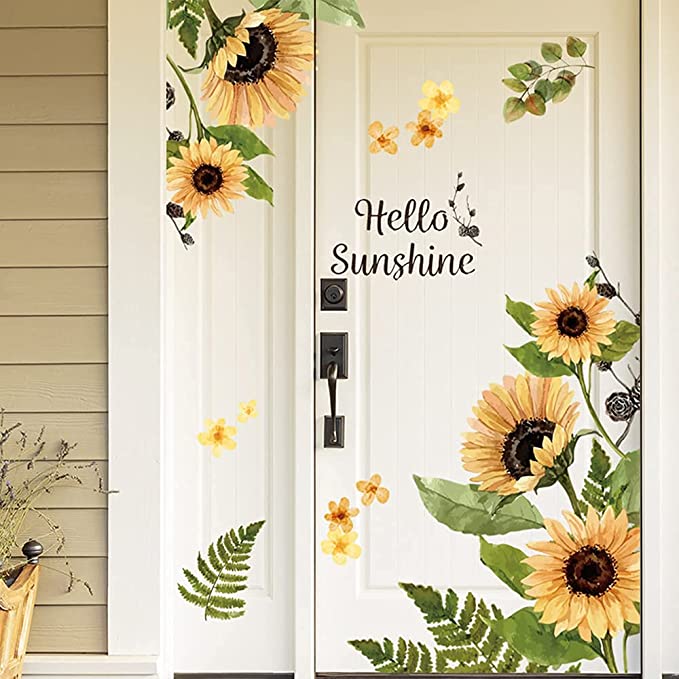 New Sunflower Wall Decals | Removable Yellow Flower Window Stickers