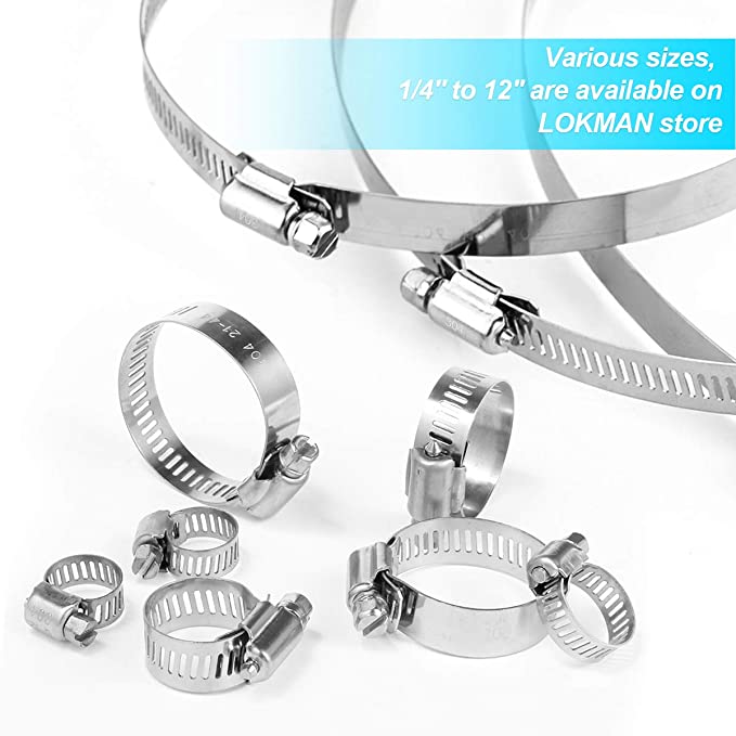 Heavy Duty 60PCS 6-38mm Stainless Steel Adjustable Hose Clamp | Range Worm Gear Hose Clamp