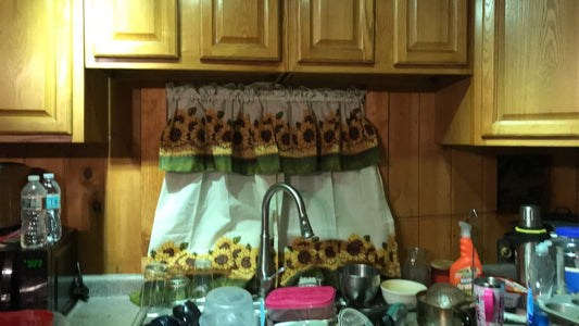 New Sunflower Garden Window Curtain Tier & Valance