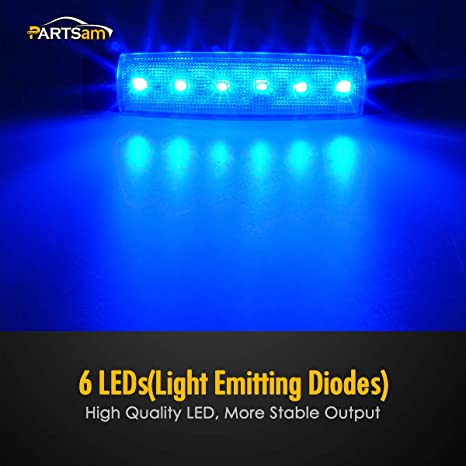 Partsam Thin Line 3.8" 6 LED Blue Side Led Trailer Marker Lights Sealed, Led Marker Lights Indic...