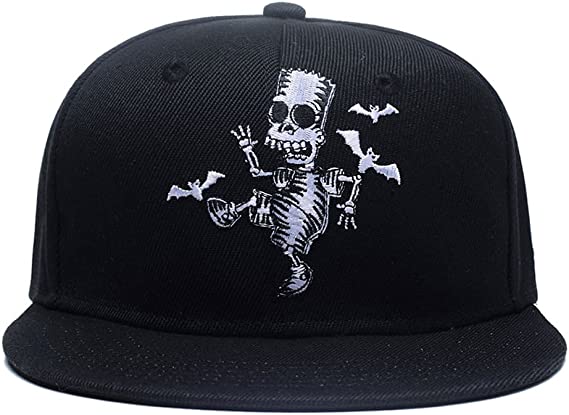 New Skull Skeleton Baseball Cap | Men Solid Flat Bill Adjustable Snapback Hats