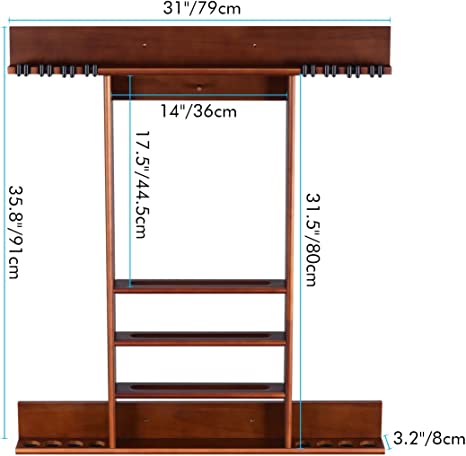 New Pool Cue Rack | Pool Stick Holder Wall Mount | 8 Pool Billiard Stick Holder