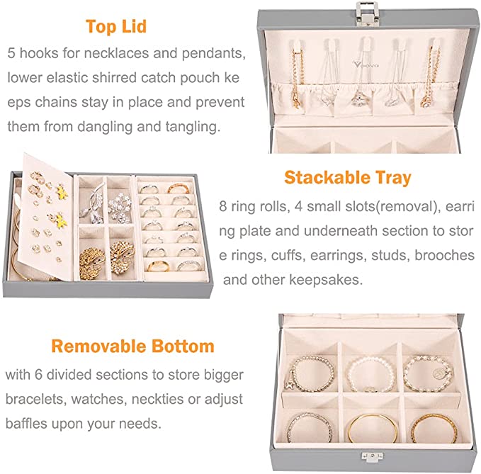 New Jewelry Box Organizer | 2 Layer Large Jewelry Storage Case