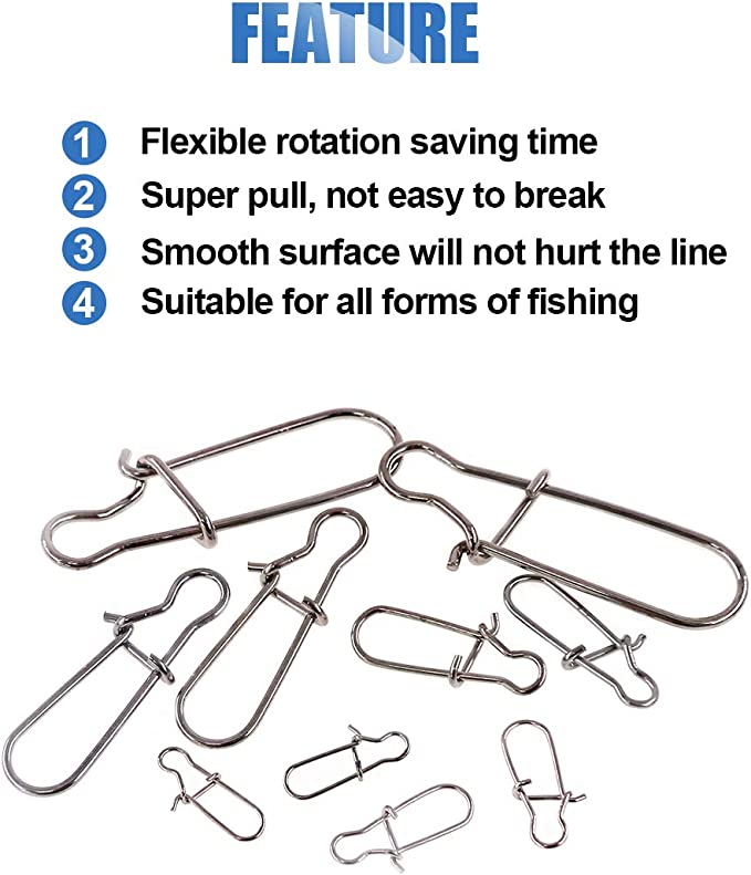 New Fishing Lure Hook | 250 PCS Strong Stainless Steel Duo Lock Snaps Nice Swivel Slid Rings