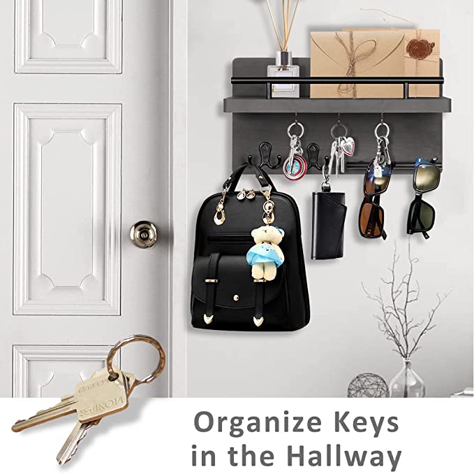 New Mail and Key Holder | Wooden Key Mail Organizer Wall Mount