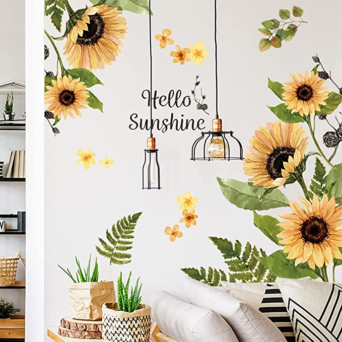 New Sunflower Wall Decals | Removable Yellow Flower Window Stickers