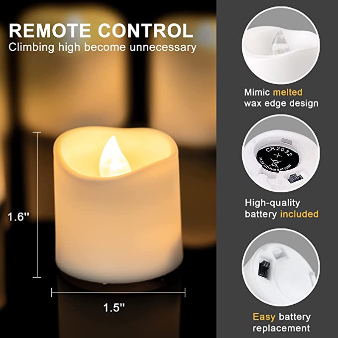 New 12 PCS Remote Control Flameless LED Votive Candles | Electric Fake Candles