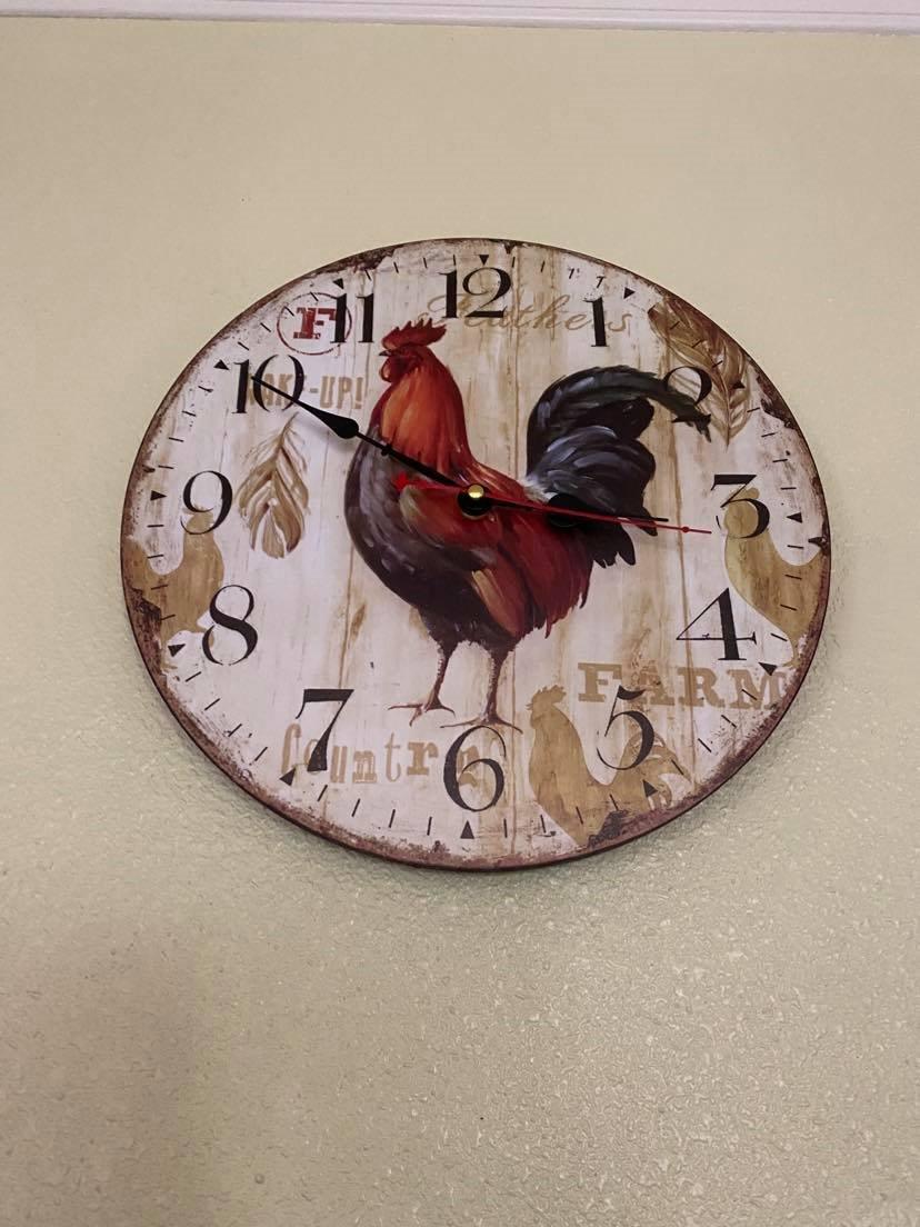 New 12" Vintage Farmhouse Kitchen Wall Clocks | Rooster Analog Clock