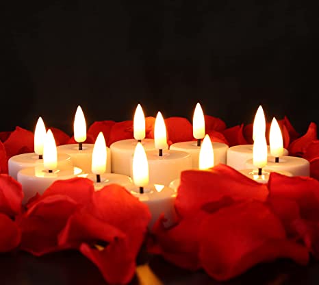 New 12 PCS Bright Realistic Timer Tealights | Flickering LED Votive Candles