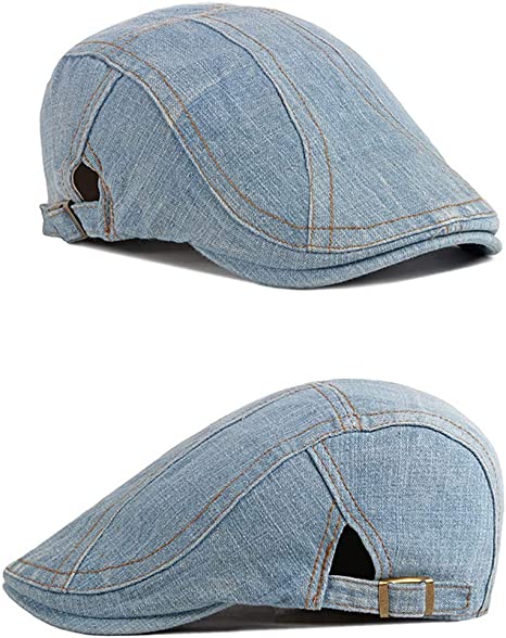 New 2 PCS Mens Denim Cotton Newsboy Cap Ivy Gatsby Driving Hunting Cabbie Hats