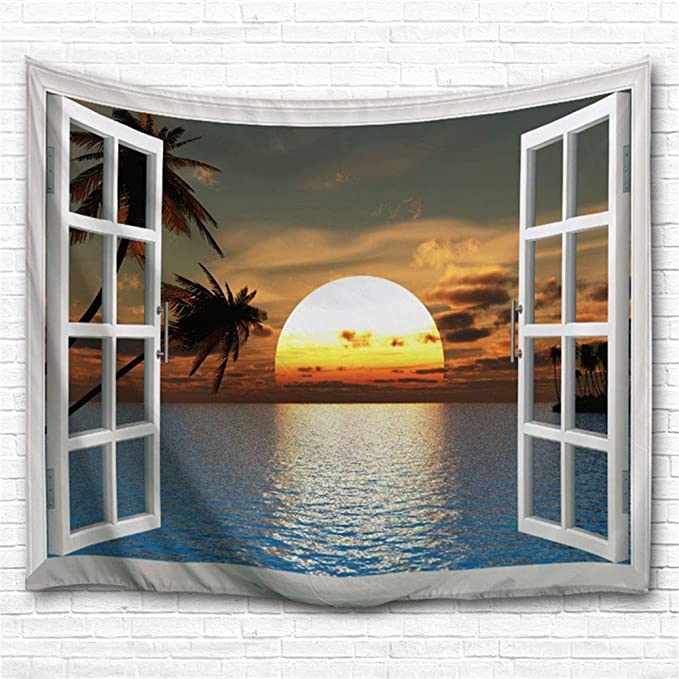 Ocean Sunset Tapestry Wall Hanging | Bohemian Home Decor | Wall Decorations | 51" x 60"