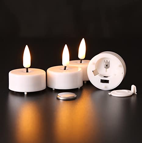 New 12 PCS Bright Realistic Timer Tealights | Flickering LED Votive Candles