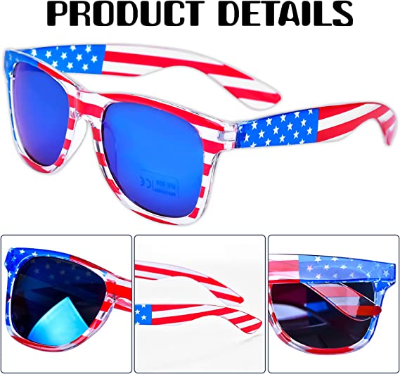 New 3 Pairs American Flag Sunglasses | 4th of July Decorations Frame Sunglasses