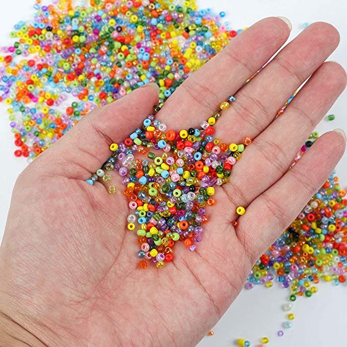 New 26400 PCS 2mm Glass Seed Beads 24 Colors Small Beads Kit w/ Storage Box