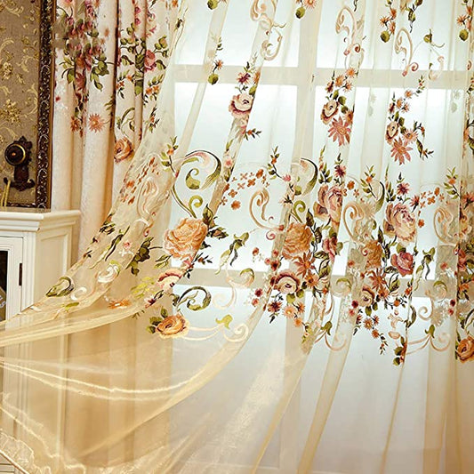 New 39"W x 84"L Embroidered Sheer Voile Window Curtains