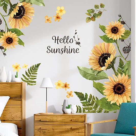 New Sunflower Wall Decals | Removable Yellow Flower Window Stickers