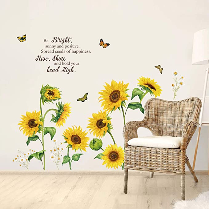 New Summer Sunflower Wall Decals | Butterfly Wall Stickers