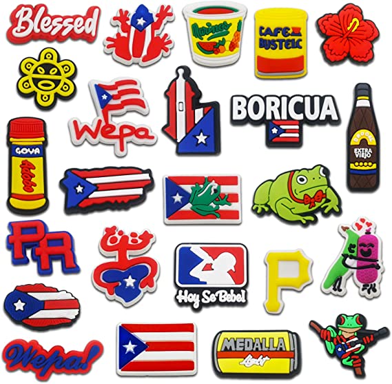 New 24 PCS Puerto Rico Shoes Charms - Clog Sandals Decoration