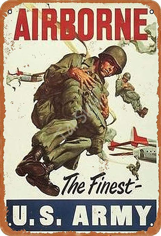 New 12" x 8" Vintage Tin Sign-Airborne The Finest Us Army | Metal Poster Retro Art Wall Decoration