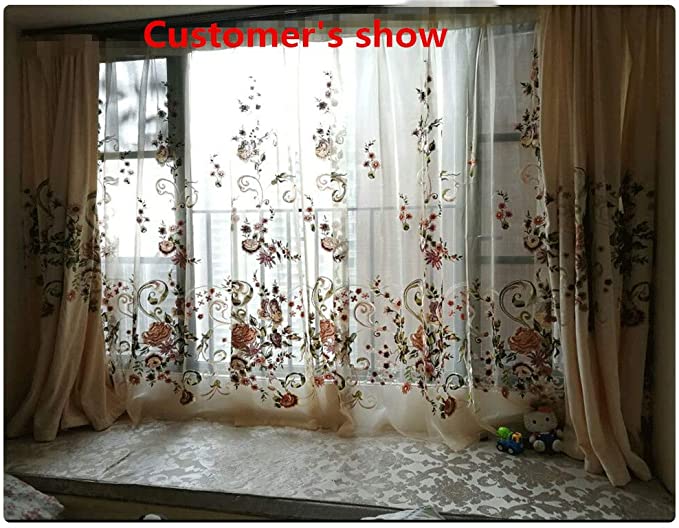 New 39"W x 84"L Embroidered Sheer Voile Window Curtains