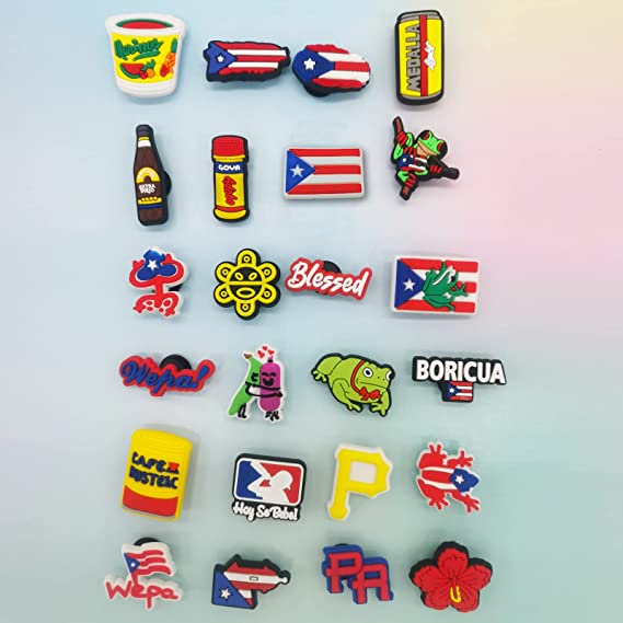 New 24 PCS Puerto Rico Shoes Charms - Clog Sandals Decoration