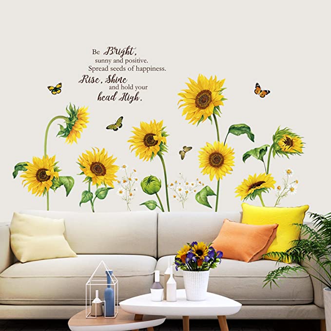 New Summer Sunflower Wall Decals | Butterfly Wall Stickers