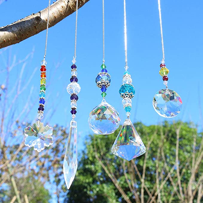 New Window Hanging Crystal Suncatcher | Beads Chain Sphere Chandelier | 5 Pcs