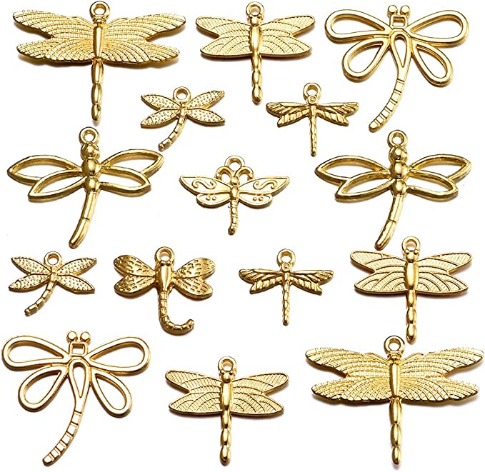 New 100g Craft Supplies | Gold Dragonfly Insect Charms Pendants