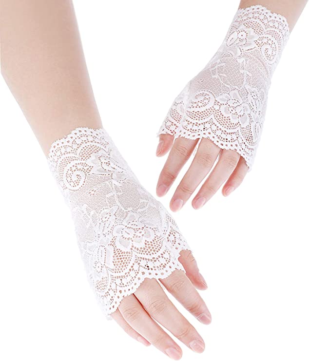 New 3 Pairs Bridal Wedding Gloves | Fingerless Lace Gloves Wrist Length Flower Lace Gloves