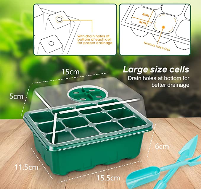 New 10PCS Seedling Tray | Plant Starter Kit w/ Dome & Base Greenhouse Grow Trays