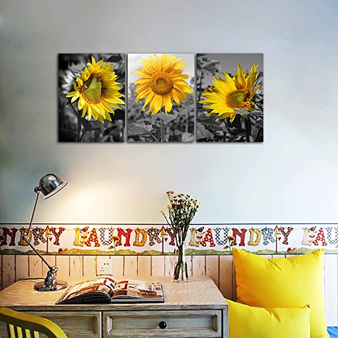 New 3 PCS 12" x 16" Sunflower Canvas Wall Art Painting | Landscape Pictures Posters