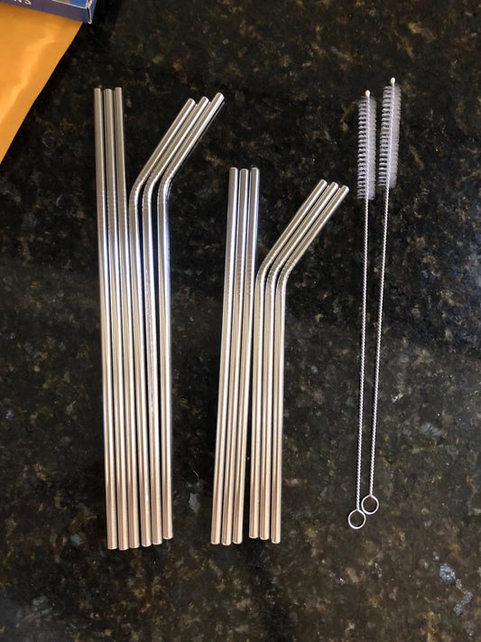 New Reusable Stainless Steel Metal Straws | Long Drinking Straws | 12 Pack