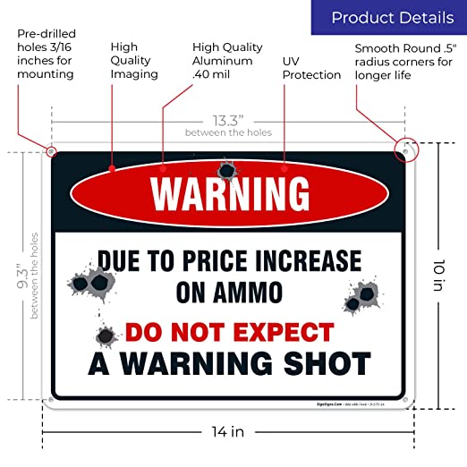 New No Trespassing Sign - Due to Price Increase on Ammo Do Not Expect a Warning Shot Sign