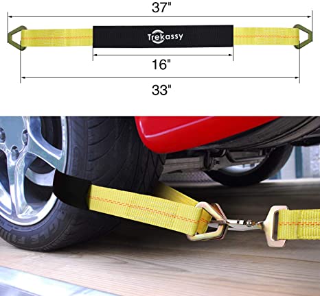 Trekassy Wheel Net Car Tow Dolly Straps with Flat Hooks 2 Pack Heavy Duty for 14"-17" Tires, 10,...